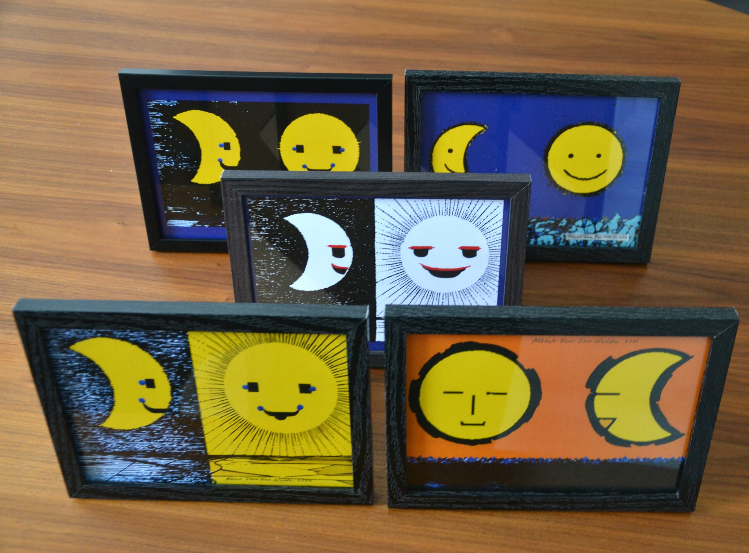 5 different framed prints